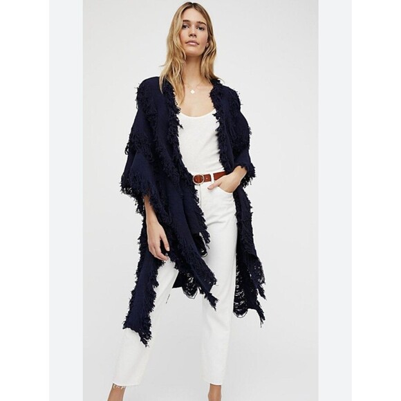 JEN'S PIRATE BOOTY Shag Kimono Cardigan One Size L/XL Fringe Cap Sleeve Bohemian - Picture 1 of 11
